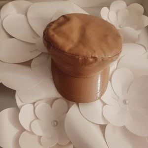 Coffee Brown Leather Cabbie Hat